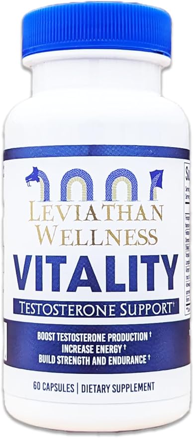 Vitality – Testosterone Support Formula | Fenugreek (500 mg), Fadogia Agrestis (300 mg), Shilajit, Tongkat Ali, Ginger, Ashwagandha | 60 Capsules, 30 Servings | Made in The USA