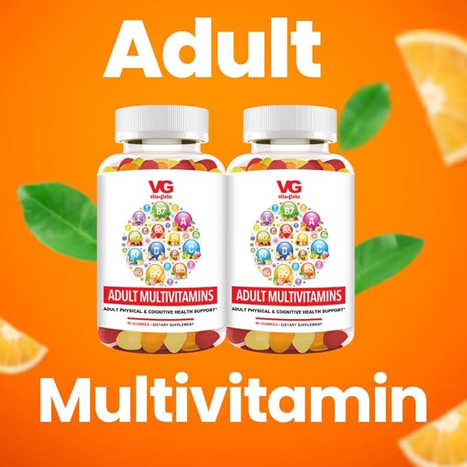Adult Gummy with Vitamin, Vitamin C, Vitamin D Vitamin E, Niacin, Vitamin B6, Folate, Vitamin B12 Biotin, Pantothenic Acid, Sodium, Inisitol, Daily Multivitamin 120 Count (Pack of 2)