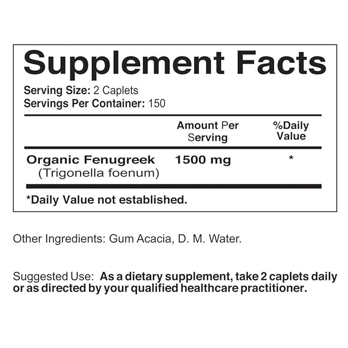 Brieofood Organic Fenugreek 1500mg, 150 Servings, Vegetarian, Gluten Free, 300 Vegetarian Tablets
