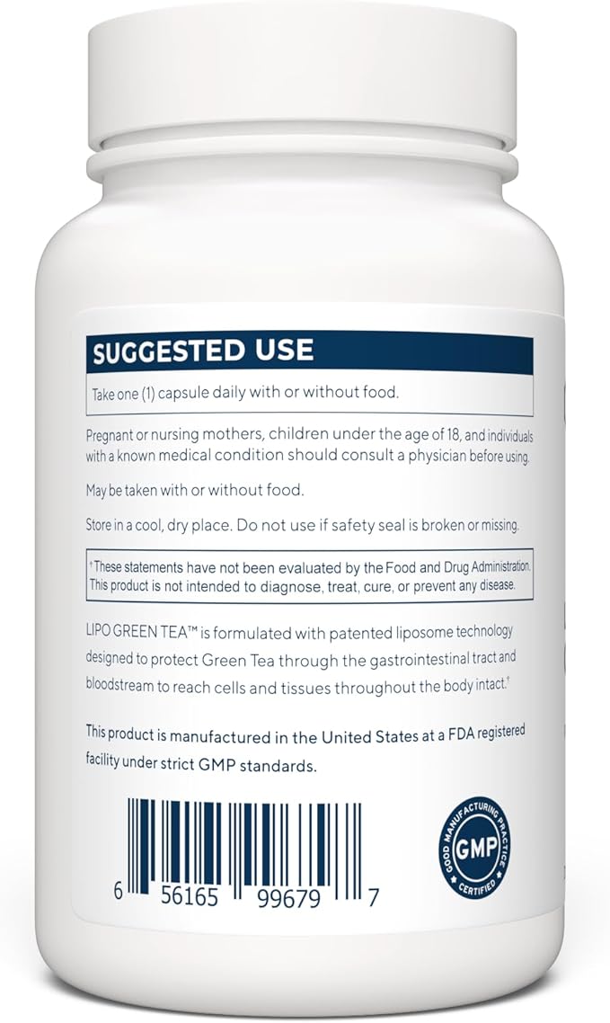 Green Tea Extract | High Strength Liposomal Green Tea Supplement | 90 Green Tea Extract Capsules - 75mg Green Tea per Serving | Non-GMO | Made in The USA & Third-Party Tested