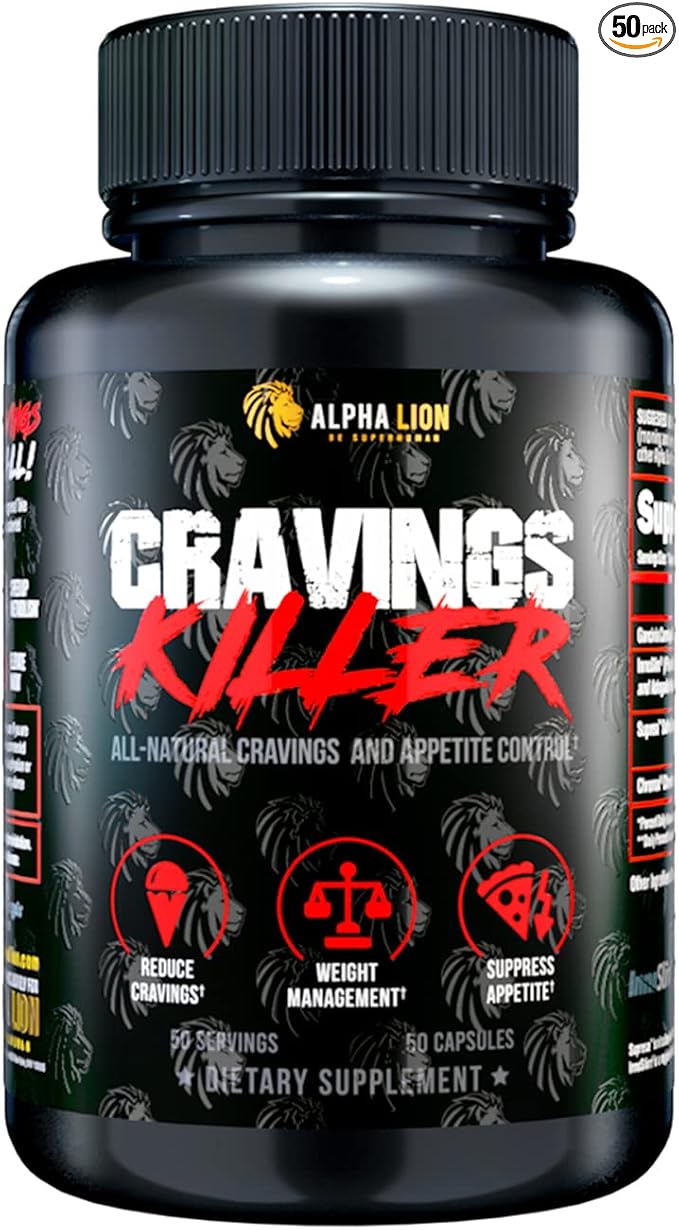 Alpha Lion Cravings Killer Supplement with Saffron Extract & Garcinia Cambogia Extract for Metabolism & Diet Support, Helps Control Hunger & More (50 Capsules)
