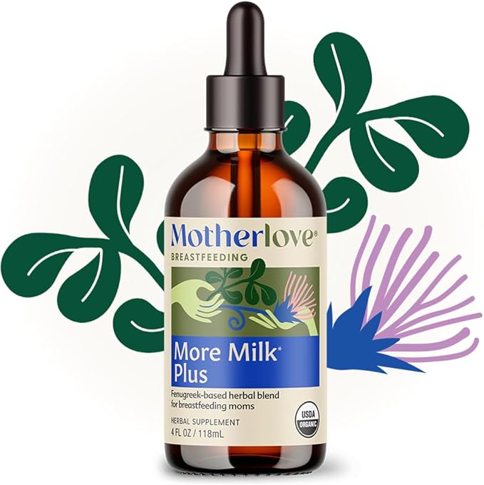 Motherlove More Milk Plus Tincture (4 oz Value Size) Fenugreek-Based Lactation Supplement to Support Breast Milk Supply—USDA Certified Organic, Vegan, Kosher, Soy-Free