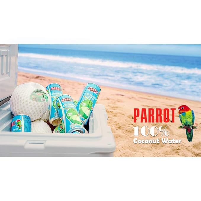 Parrot Brand Coconut Water No Pulp 490ml 16.6 fl. oz.100% Juice Refreshing Coconut Taste Natural Essential Plant Based Non-GMO Electrolytes Antioxidant Low Calorie Hydrating(Pack of 12)