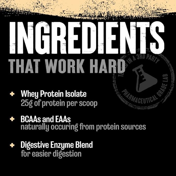 Animal Whey Isolate Protein Powder - Loaded for Pre & Post Workout Muscle Builder and Recovery with Digestive Enzymes for Men & Women - 25g Protein, Great Taste, Low Sugar - Vanilla 10 lbs