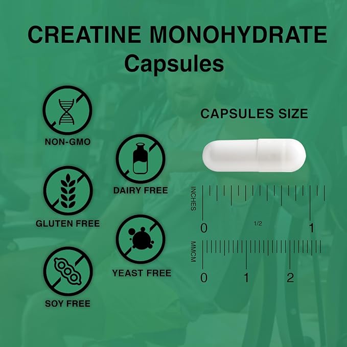 Creatine Monohydrate Capsules, Pure Creatine Pills Micronized for Enhanced Workout and Muscle Growth, Easy Absorption, Non-GMO, Unflavored - 210 Capsules