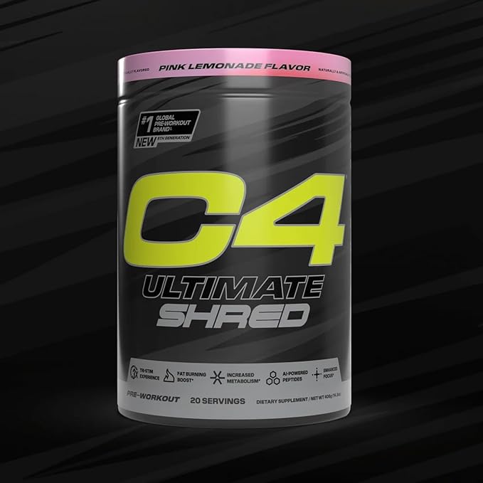Cellucor C4 Ultimate Shred Pre Workout Powder, Metabolism Supplement with Cayenne Extract+300mg Caffeine+TeaCrine+Dynamine - Cherry Limeade, 20 Servings
