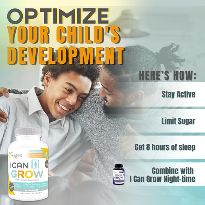 I Can Grow Height Growth Supplement for Kids & Teens | Supports Natural Growth & Bone Health with L arginine, Vitamin D Maximizer for true height | Kids Vitamins Multivitamin | Vitaminas Para Niños