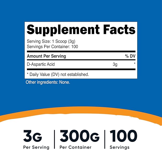 Nutricost D-Aspartic Acid (DAA) Powder (2 Pack) - Pure D Aspartic Acid 300G