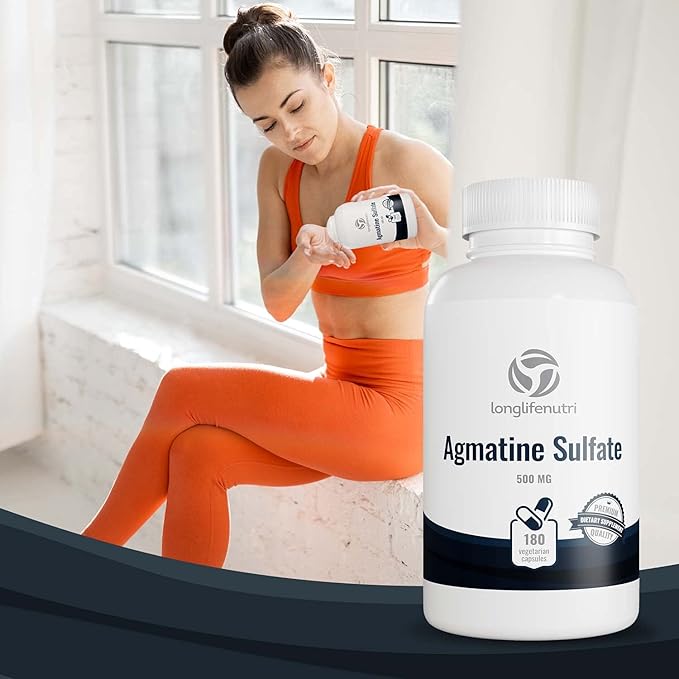 Agmatine Sulfate 500mg - 180 Veg Caps | Pre-Workout | Nitric Oxide Supplement | Strength & Focus Booster | Supports Muscle Recovery