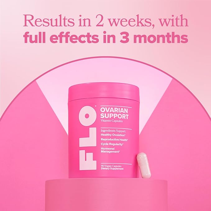 O Positiv FLO Ovarian Health Support - Hormone Balance for Women, Inositol Supplement with DIM, Myo-Inositol & D-Chiro Inositol, Folic Acid - Supports Healthy Ovulation, Cycle Regularity - 30 Servings