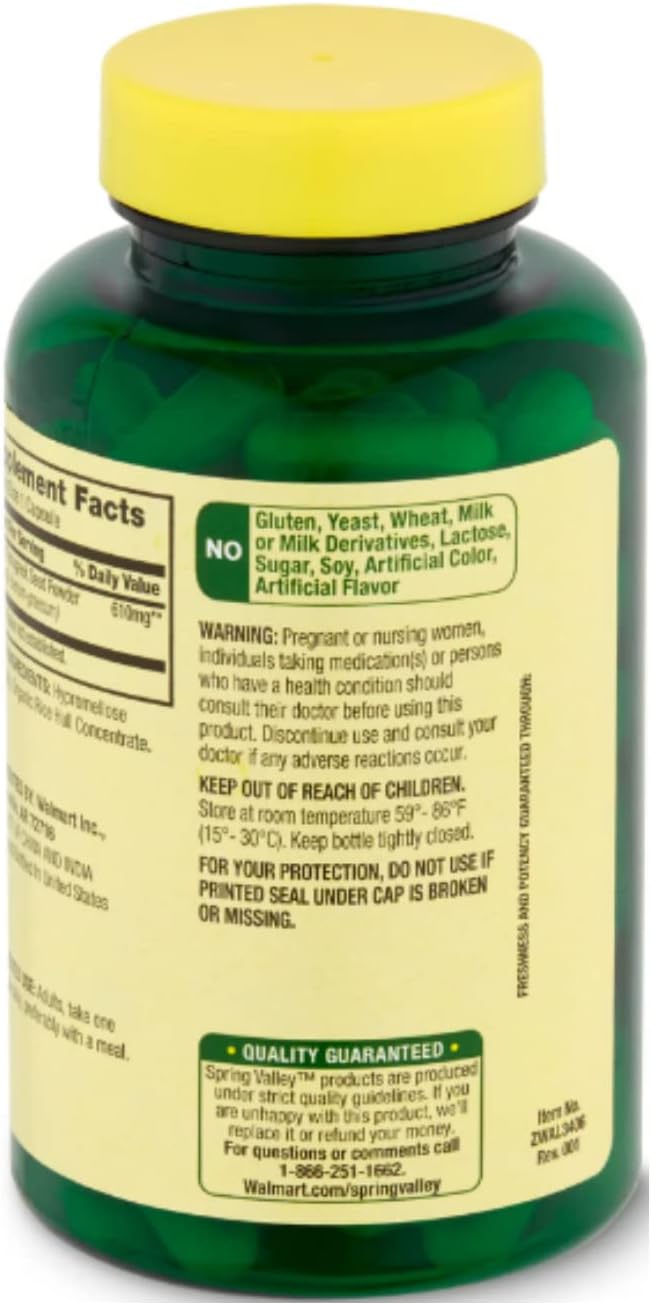 Spring Valley Fenugreek 610 mg, 100 Count + STS Sticker.