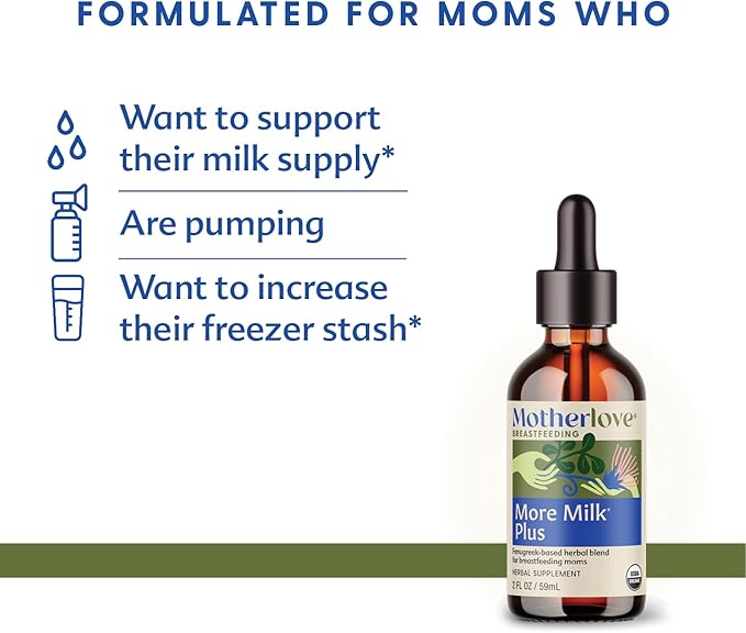 Motherlove More Milk Plus (2 Ounce Tincture) Fenugreek-Based Lactation Supplement to Support Breast Milk Supply—USDA Certified Organic, Vegan, Kosher, Soy-Free