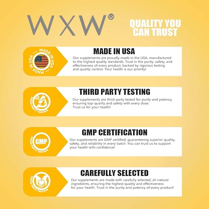 WXW Hydrolyzed Collagen Peptides Gummies for Women, Non-GMO Anti-Aging Formula with Biotin, Zinc, Vitamins C & E for Hair, Skin and Nails | 60ct,Lemon Flavor
