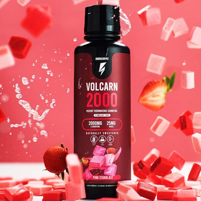 InnoSupps Volcarn 2000 - L-CARNITINE Advanced Energy Liquid | ATP Enhancer with GBEEC | Boosts Energy, Enhances Focus, Caffeine Free, No Artificial Sweeteners | 32 Servings (Pink Starblast)