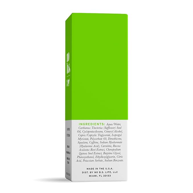 No Bad Stuff - Caffeine Eye Cream with Pure Hyaluronic Acid & Plant Based Squalane Oil, Under Eye Cream for Dark Circles & Puffiness, Travel Size, 0.5 FL Oz, and CoQ10 for Wrinkles