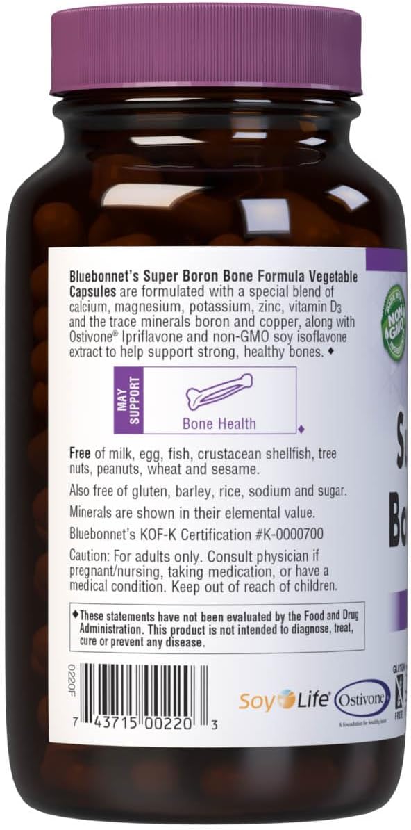 BlueBonnet Super Boron Bone Formula Vegetarian Capsules, 120 Count