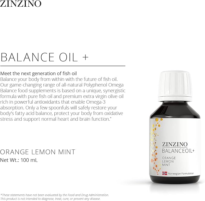 Essent+ Premium BalanceOil+ Orange Lemon Mint - Omega-3 Supplement with Fish Oil, Polyphenols, and Phytonutrients - 100 ml