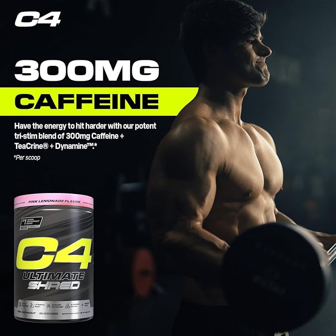 Cellucor C4 Ultimate Shred Pre Workout Powder, Metabolism Supplement with Cayenne Extract+300mg Caffeine+TeaCrine+Dynamine - Cherry Limeade, 20 Servings
