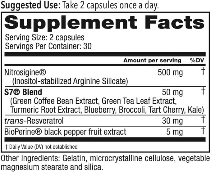 Juvenon BloodFlow-7 Nitric Oxide Supplement with Nitrosigine 180 Count (Pack of 3)