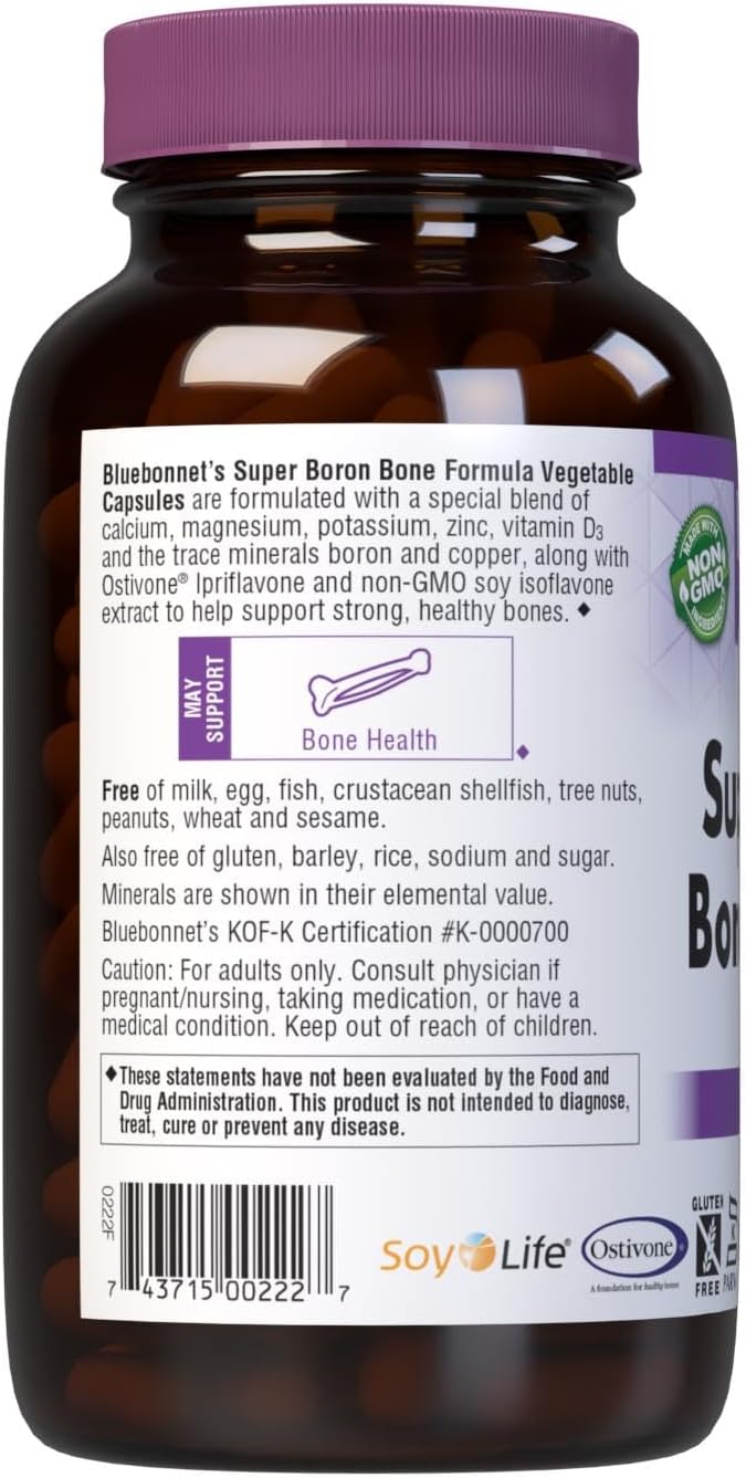 BlueBonnet Super Boron Bone Formula Vegetarian Capsules, 240 Count, White (743715002227)