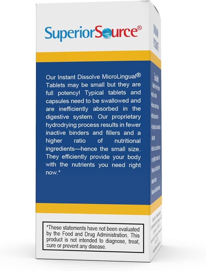Superior Source Chromium Picolinate - Supplement for Women & Men - Supplement Formula Supports Healthy Sugar Metabolism - Mineral Supplement Aids Overall Health - 500 mcg, 50 Instant Dissolve Tablets