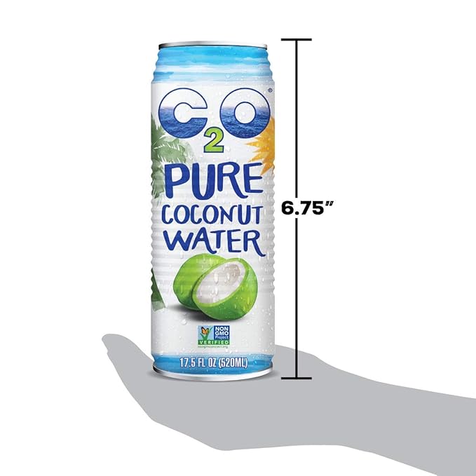 C2O Pure Coconut Water with Mango | Plant Based | Non-GMO | No Added Sugar | Essential Electrolytes | 17.5 FL OZ (Pack of 12)
