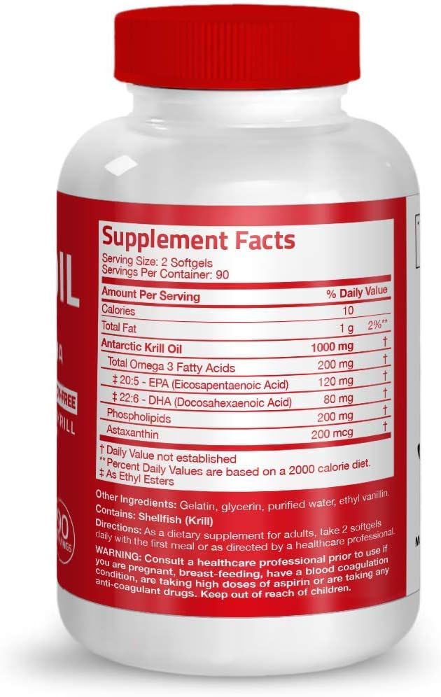 Vital 3 Joint Solution® Clinically Proven Liquid Knee Relief + Antarctic Krill Oil 1000 mg with Omega-3s EPA, DHA