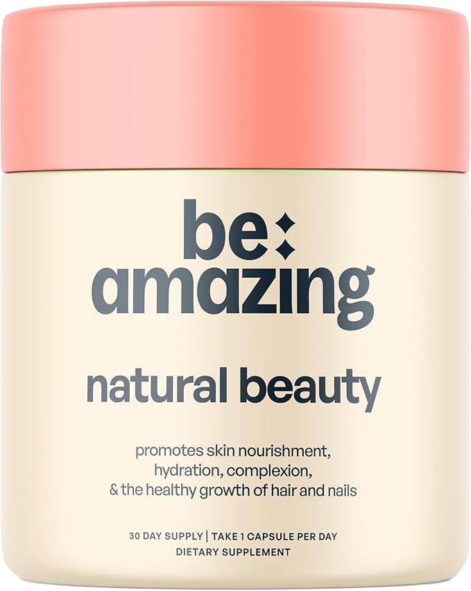 Be Amazing Natural Beauty Supplement | Skin, Nail & Collagen Support, Biotin for Healthy Hair Growth, Immunity, Joint Health | Hydrate | Vitamin C | Vegan, Gluten Free | Complexion, 60 Capsules