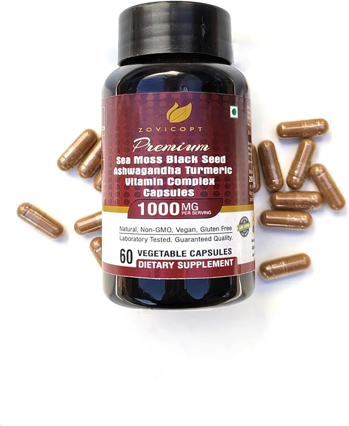 Premium lrish Sea Moss Extract Capsule with Ashwagandha Turmeric Black Seed & Vitamin C 60 - Capsule for 1 Month
