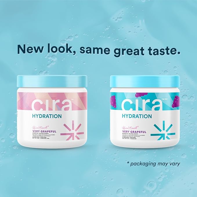 Cira Hydration Powder (45 Servings) x Alicia McCarvell's Electrolyte Drink Mix with Himalayan Salt for Dehydration Relief and Recovery - Very Grapeful