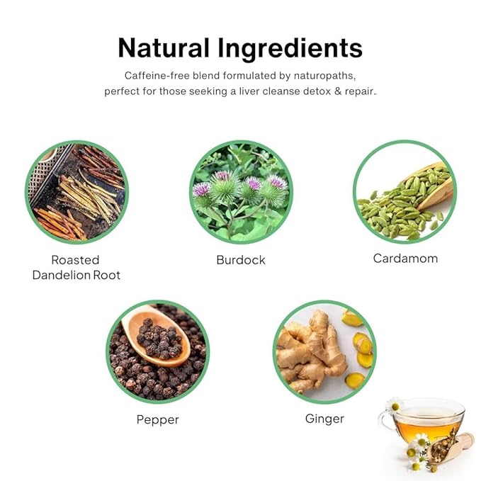 Doctor Morse's Liver Detox Tea - Loose Blend Herbal Chai Spice - Naturopath Formulated Caffeine Free & Vegan - Roasted Dandelion Root, Burdock, Cardamom, Pepper, Ginger - 7oz, 86 Servings