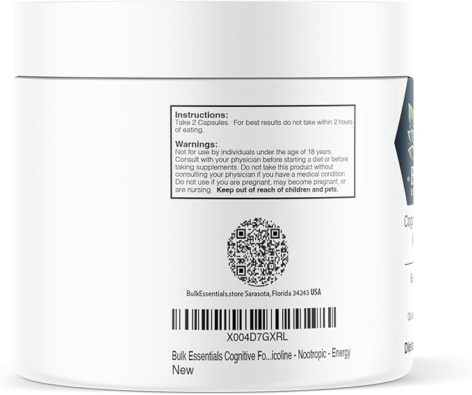 Cognitive Formula Capsules - 300 Capsules - 150 Servings - Caffeine - L-Theanine - Citicoline - Nootropic - Energy