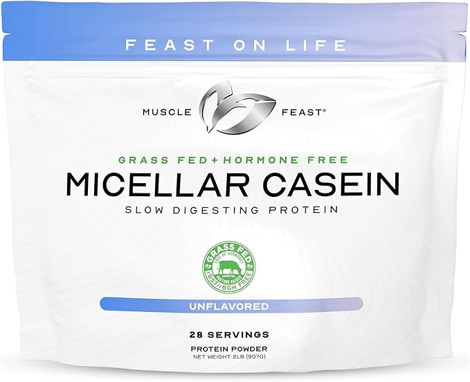Muscle Feast Micellar Casein Protein, All Natural Pasture Raised Hormone Free Soy Free, Unflavored, 2lb