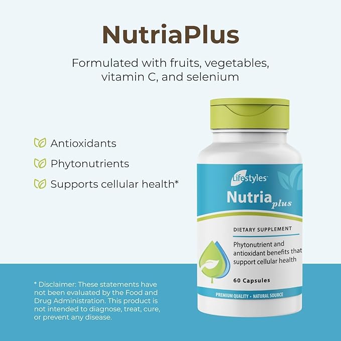 Lifestyles NutriaPlus Antioxidant Supplement - Herbal Immune Support & Multivitamin with Selenium, Vitamin C, Green Tea, Garlic, and More – Made in Canada – 60 Capsules