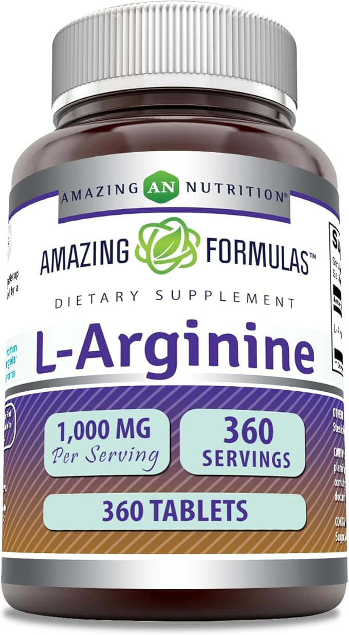Amazing Formulas L-Arginine Supplement | 1000 Mg Per Serving | Tablets | Amino Acid Supplement for Women & Men | Non-GMO | Gluten Free | Made in USA (360 Count)