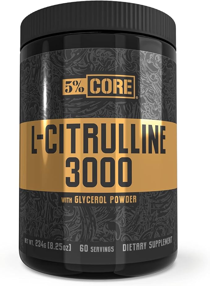 5% Nutrition Core L-Citrulline 3000 with Glycerol | Nitric Oxide Booster & Muscle Pump Supplement | Pre-Workout Additive | Unflavored (60 Servings)