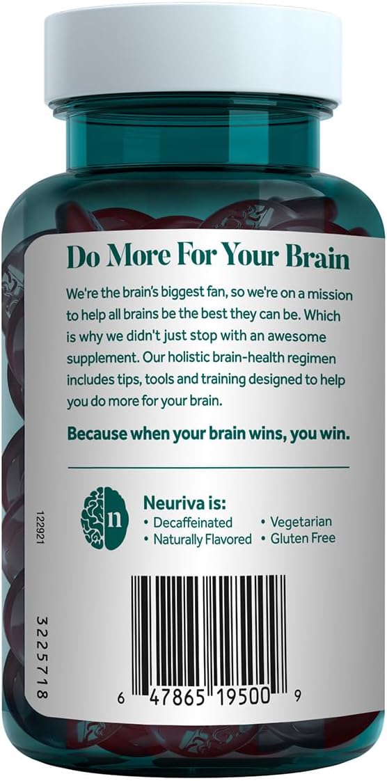 NEURIVA Original Brain Supplement for Memory, Focus & Concentration + Learning & Accuracy with Clinically Tested Nootropics Phosphatidylserine and Neurofactor, Strawberry Flavor, 50 Gummies (2 Pack)