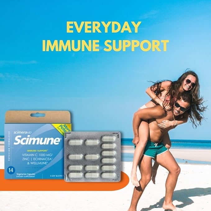 ScimeraMD® Scimune Immune Support Vitamin Supplement with Zinc, Quercetin, Vitamin C, Echinacea, and Wellmune®, 14 CT