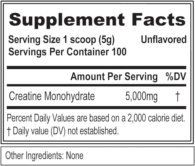 Evlution Nutrition Creatine 5000 - Supports Faster Recovery, Lean Muscle Growth & Performance - Pre & Post Workout Powder - 5000mg Pure Creatine Monohydrate Per Serving - 100 Servings - Unflavored