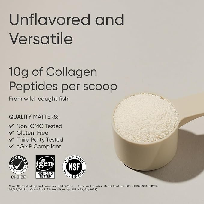 Sports Research Marine Collagen Peptides Powder - Sourced from Wild-Caught Fish, Pescatarian Friendly, Keto Certified & Non-GMO Verified - Easy to Mix in Water or Juice! (34 Servings)