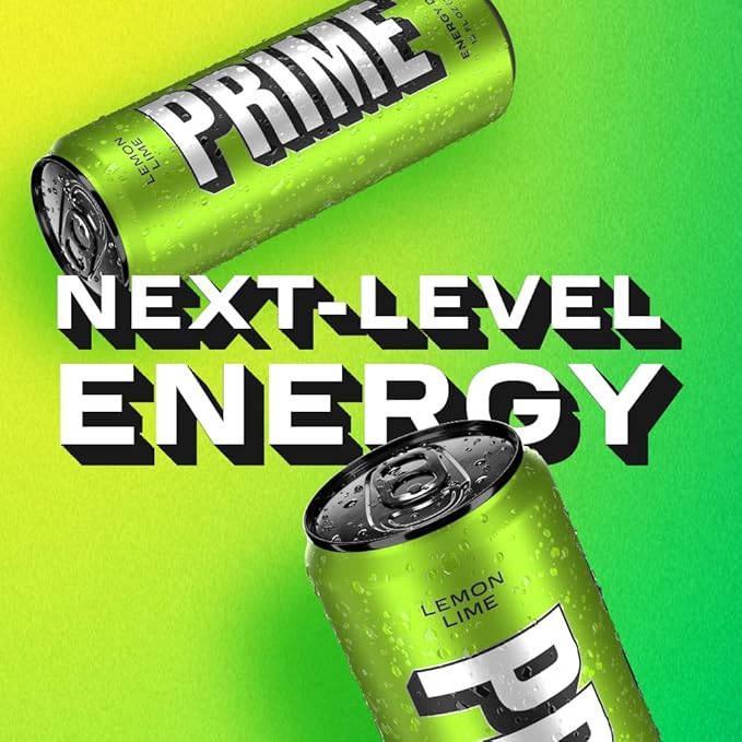 PRIME Energy LEMON LIME | Zero Sugar Energy Drink | Preworkout Energy | 200mg Caffeine with 355mg of Electrolytes and Coconut Water for Hydration| Vegan | Gluten Free |12 Fluid Ounce | 12 Pack