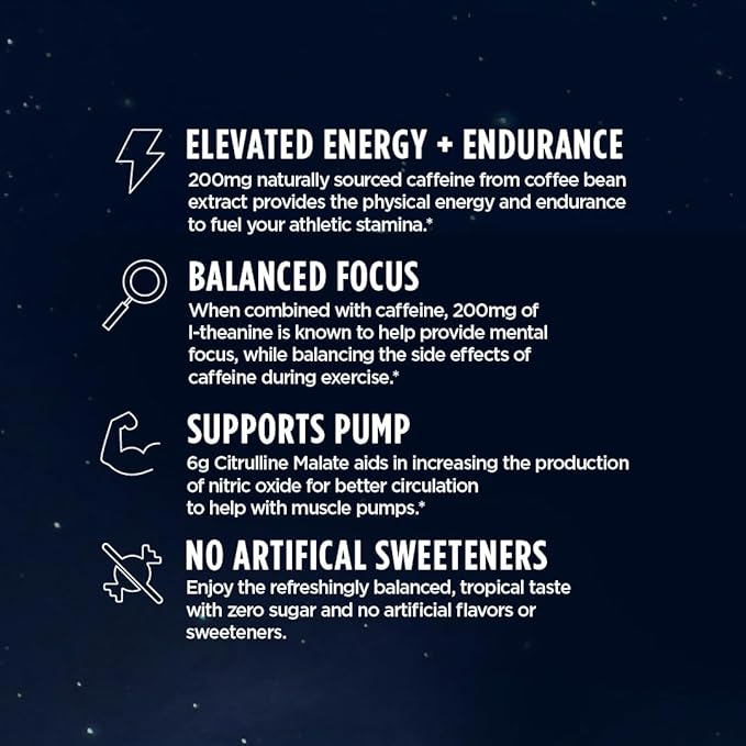 Vega Pre-Workout - 200mg Caffeine, Energy & Focus, Mango Passionfruit, 25 Servings, 1.6g Beta Alanine, 6g Citrulline Malate, Energy & Focus Drink Mix, Vegan, Gluten & Dairy Free, No Sugar Added, 8.4oz