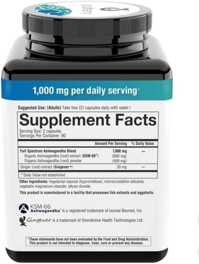Youtheory Ashwagandha 1000mg with KSM-66 - Helps Support a Healthy Stress Response,180 Capsules (Pack of 1)