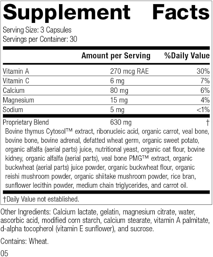 Standard Process Inc. Congaplex, Thymus Gland Support Supplement, Support Immune Health with Calcium Lactate, Magnesium, Vitamin C & Vitamin A, Immune System Aid with Mushroom Powder - 90 Capsules