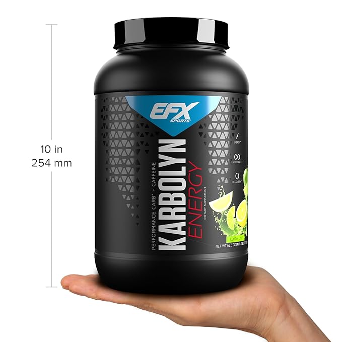 EFX Sports Karbolyn Energy | Performance Carbohydrate Powder + Caffeine | Carb Load & Energize | 250mg Caffeine | Sugar Free | 36 Servings (Lemon Lime)