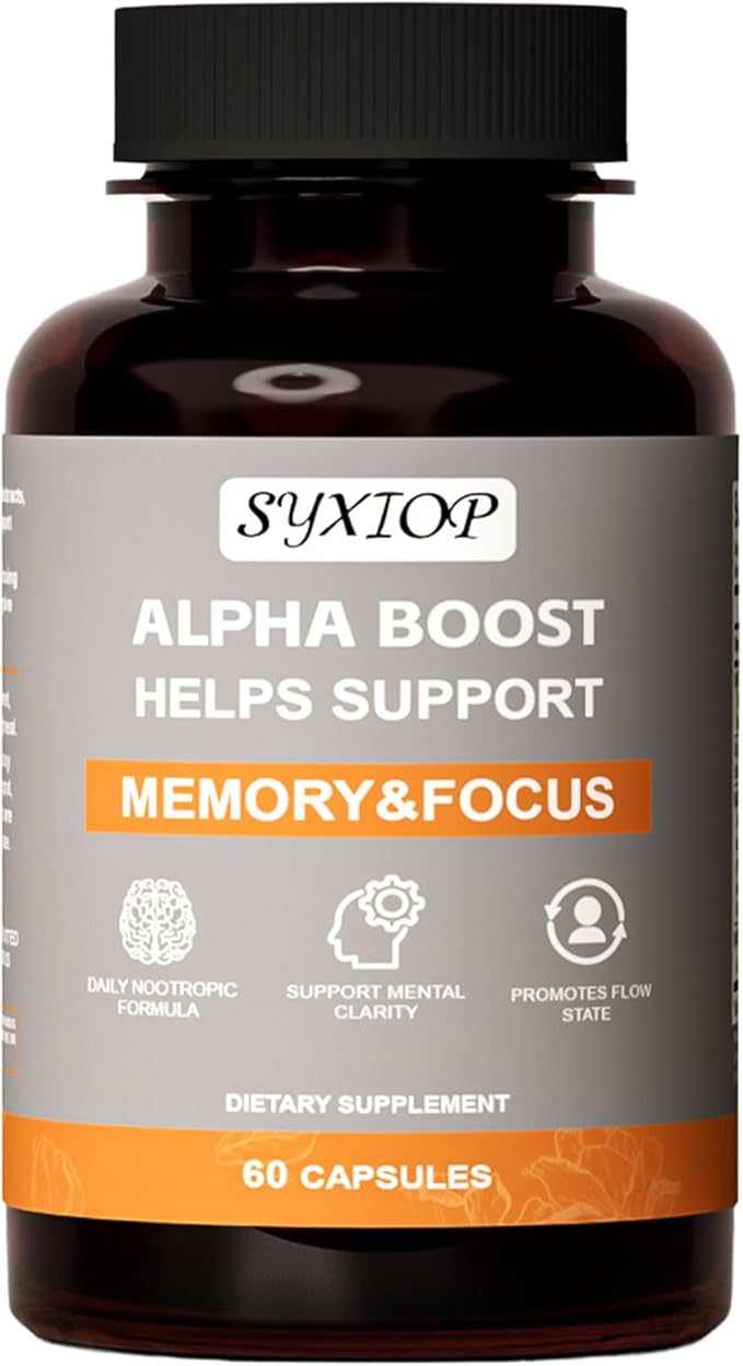 Alpha Boost Swallowable 60 Small Capsules Vitamin B6 L-Tyrosine L-Theanine Phosphatidylserine L-Alpha glycerylphosphorylcholine L-Leucine Enhance Brain Enhance Concentration Enhance Memory