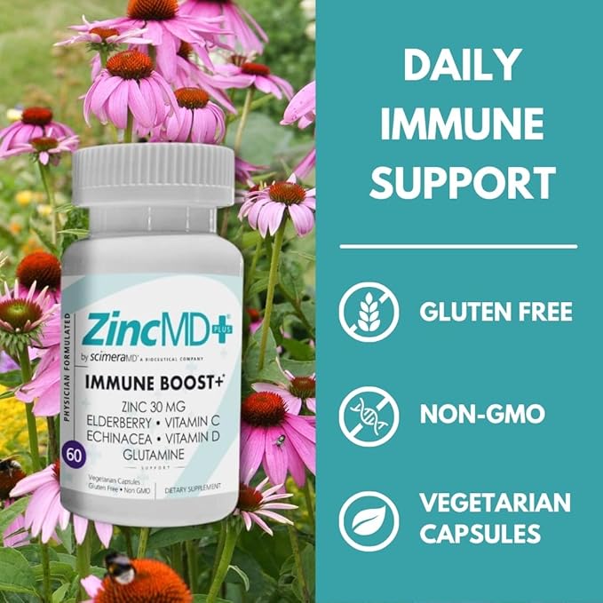 ScimeraMD® ZincMD Immune Support Supplement with Zinc, Elderberry, Vitamin C, Vitamin D, and Echinacea, 60 CT