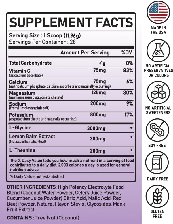 Relax+ Hibiscus Lemonade Calming electrolyte supplement: Hydration & Mood Support for Relaxation, Stress relief, Adrenal & Cortisol support – Glycine, L-Theanine, Lemon balm – USA made