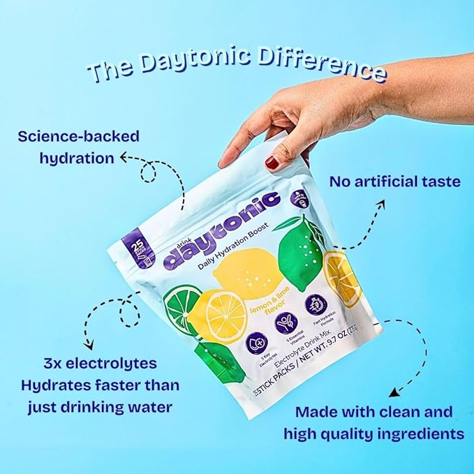 Hydration Powder Electrolytes, 25 Servings | Vitamins C, B12 & B6, Niacin, 480mg Sodium & More | Low Calorie & Aspartame-Free Electrolyte Drink Mix | Lemon Lime IV Hydration Packets