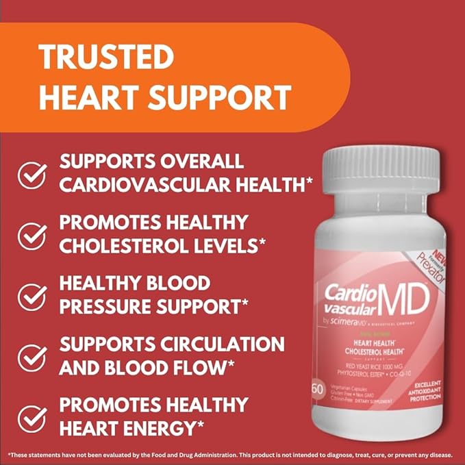 ScimeraMD® CardiovascularMD Red Yeast Rice Supplement with Phytosterol Ester and CoQ10 for Heart Health and Cholesterol Support, 60 CT
